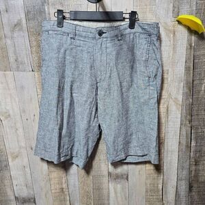 Bruno Washable Linen Blend Grey Shorts Men 34 Classic Fit
